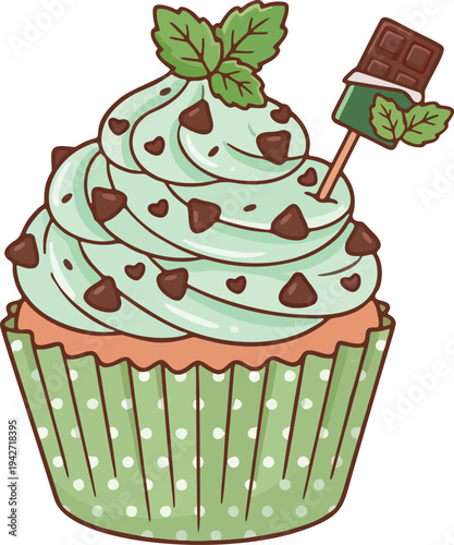 Mint Choc Chip Cupcake