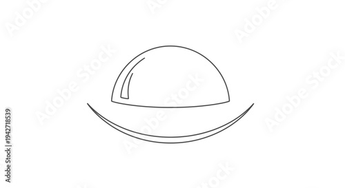 Continuous one line drawing of a futuristic flying saucer or UFO alien spaceship icon. Minimalist vector illustration of advanced extraterrestrial transport.