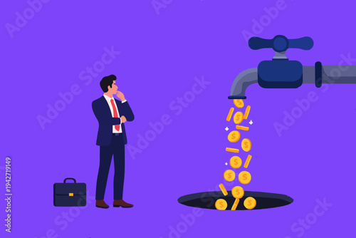 Business Man and Money Flow