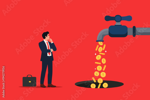 Business Man and Money Flow