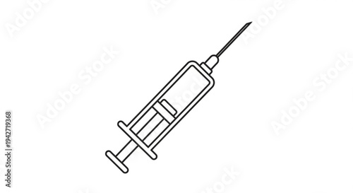 Medical syringe with needle for injection or vaccination on white background