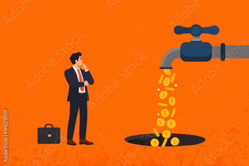 Business Man and Money Flow