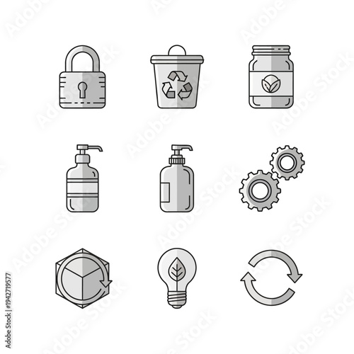 Set of 9 eco friendly and safety icons vector