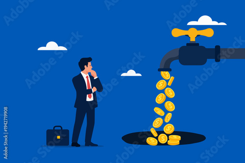 Business Man and Money Flow