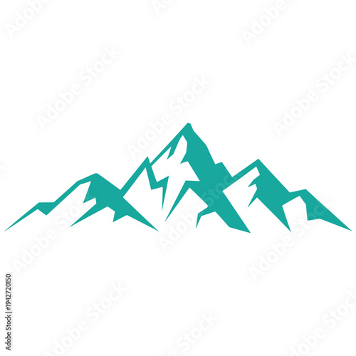 Stylized graphic of abstract mountain range in turquoise blue
