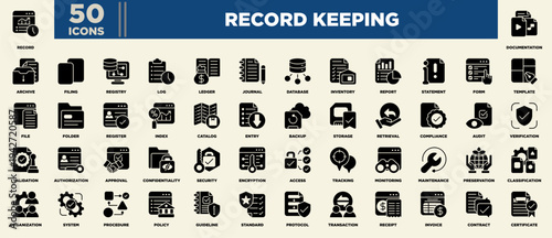 Record Keeping Icon Sheet Glyph Black