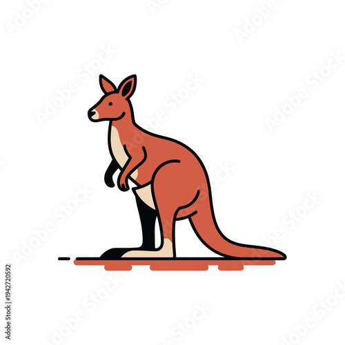 Stylized illustration of a kangaroo standing on a flat surface.