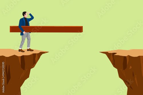 Man Looking Across Gap