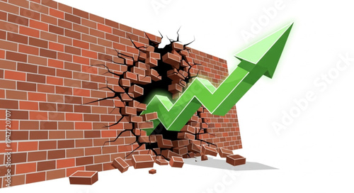Green Arrow Breaking Through Brick Wall.
