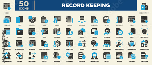 Record Keeping Icon Sheet Glyph Color