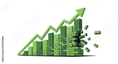 Green Bar Graph with Rising Arrow.