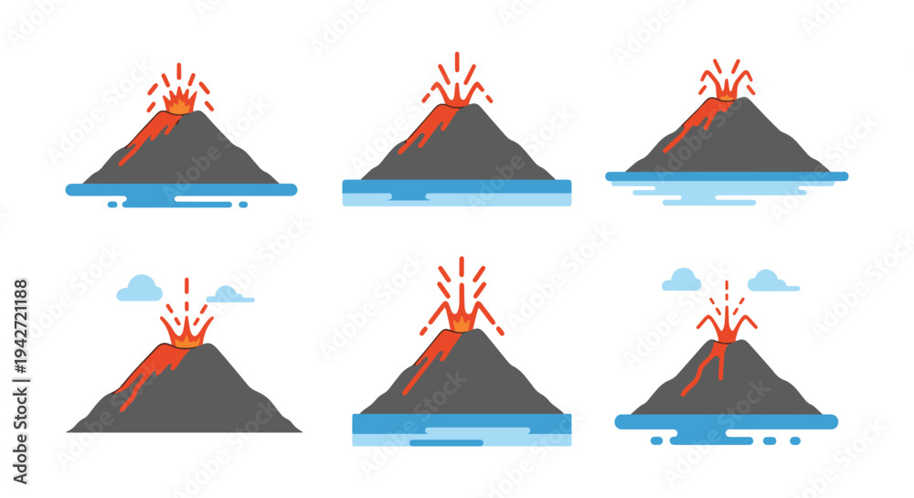 Fototapeta premium Stromboli Line art vector set minimal smooth abstract color