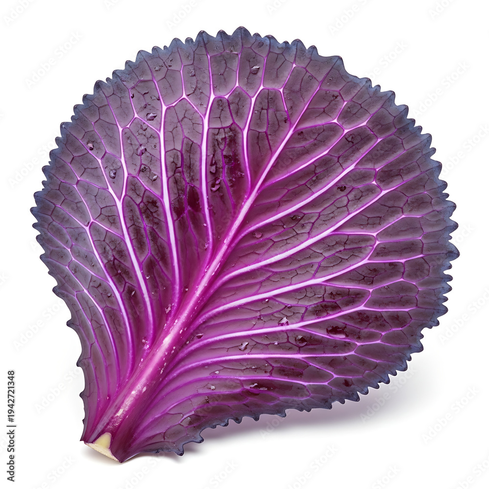 Fototapeta premium Close up of a vibrant red cabbage leaf showcasing its intricate veining and texture