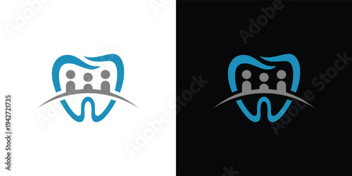 Family Dental Clinic Logo with Tooth Icon & Patient Silhouette