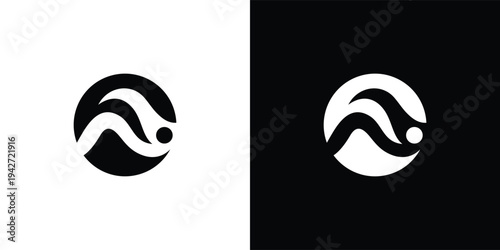 Abstract Human Icon Logo with Dynamic Waves
