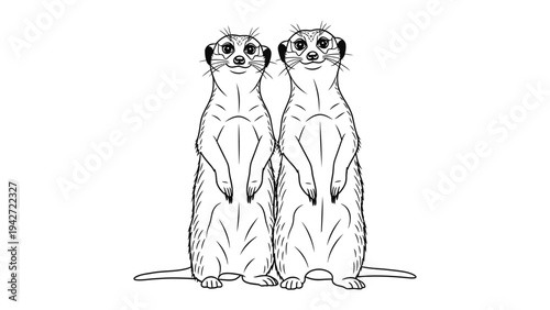 Meerkat Watch: A duo of meerkats stands tall, vigilantly surveying their surroundings with keen, alert eyes, their tiny forms embodying the essence of wildlife.