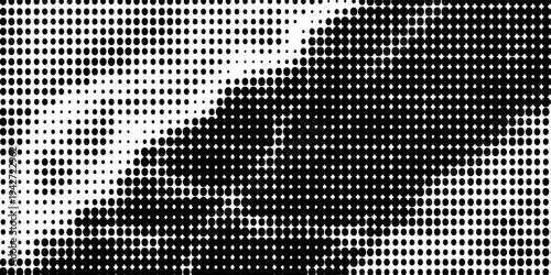 Grunge halftone gradient background. Faded grit noise texture. White and black sand wallpaper. Retro pixelated backdrop. Anime or manga style comic overlay. Vector graphic design textured template