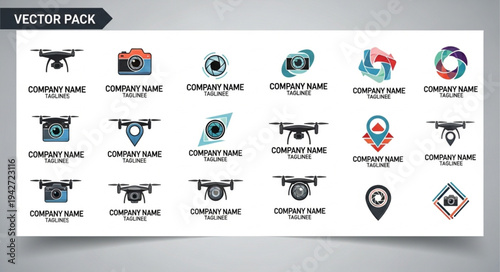 Drone Logo Collection - Diverse Vector Designs for Modern Branding and Technology.