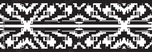 Tribal geometric pattern vector illustration for textile design with line art silhouette