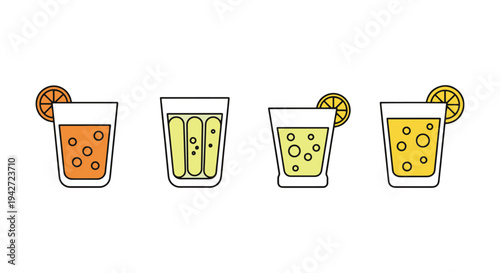 Lemonade Glass Line art vector minimal color theme abstract