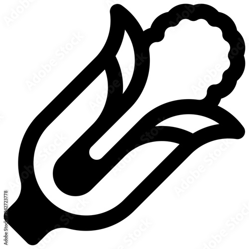 Corn. Outlined stroke vector icon with black-filled details.