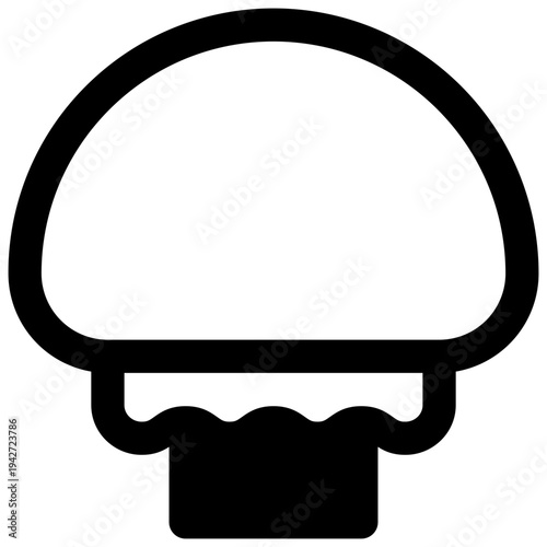 Mushroom. Outlined stroke vector icon with black-filled details.
