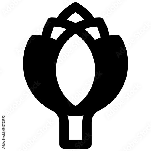 Artichoke. Outlined stroke vector icon with black-filled details.
