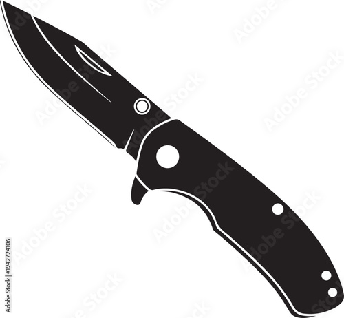 Foldable or folding pocket knife, pocketknife flat vector icon for apps and websites