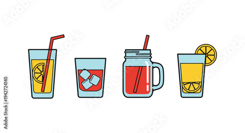 Lemonade Glass Line art vector vivid abstract gradient tone