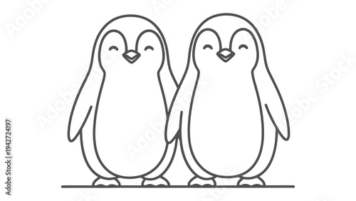 Penguin Pals: Two adorable penguins stand side-by-side, their bond of friendship evident in their cheerful expressions.