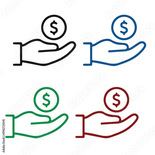Hand Holding Gold Coin Vector Illustration - Concept of Donation, Payment, and Charity