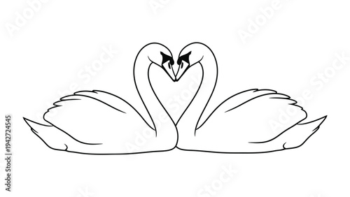 Swans in Love: Two elegant swans create a heart shape with their necks, a symbol of eternal love and devotion. Capturing their tender embrace, this image evokes romance and everlasting affection.