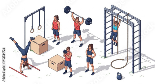 Group Fitness Training Outdoor Gym.