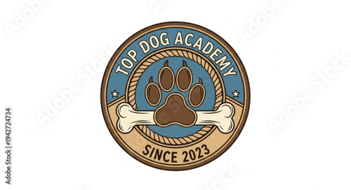 Top Dog Academy logo featuring a paw print and bone design.