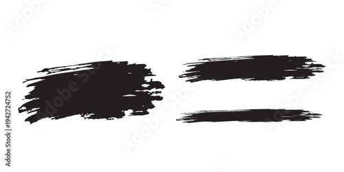 Black brush stroke equals sign on white background