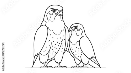 Eagle Pair Line Drawing: A stark line drawing of two eagles, rendered with a simple yet elegant style, focuses on their stoic expressions and the intricate details of their plumage.