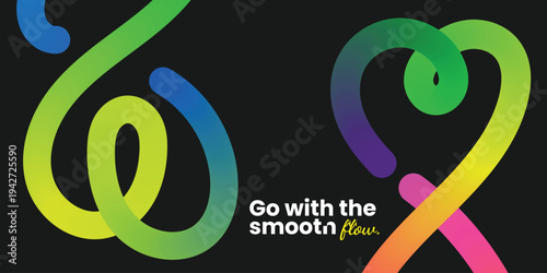 Vibrant swirling rainbow lines on black background with smooth phrase