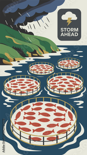 Ocean monitoring buoys measuring environmental and weather data. Network of floating ocean buoys collecting environmental and weather monitoring data for marine research and storm forecasting.