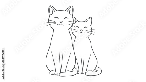 Caring Embrace: Two charming cats sit together, their faces lit with expressions of contentment and affection. The scene captures the essence of tranquility and companionship.