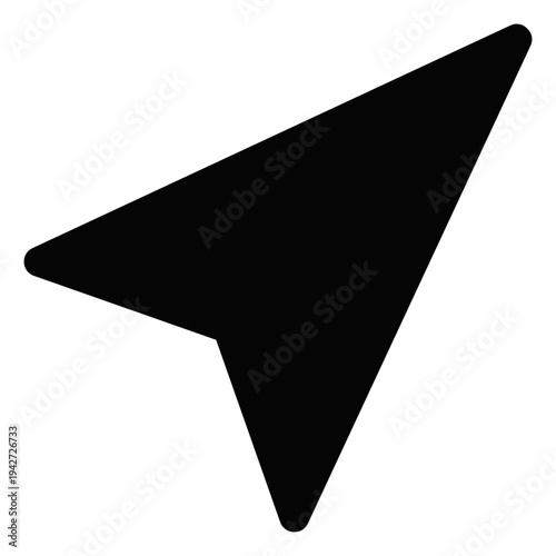 Black Cursor Pointer Icon for Navigation and Location Direction Symbol