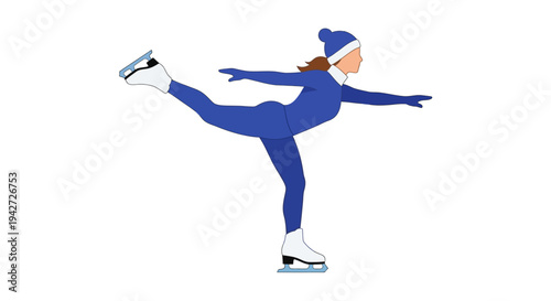 Woman Ice Skating Outdoors.