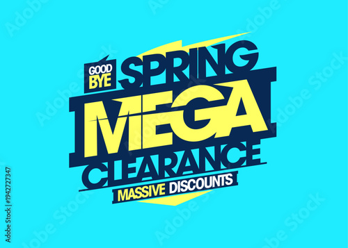 Spring mega clearance sale vector poster template, massive discounts banner