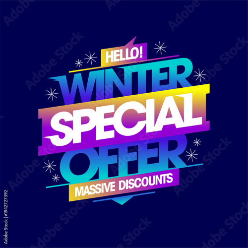 Winter special offer, shop now, sale vector banner template