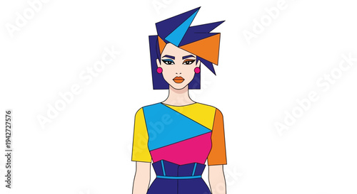 Woman in colorful outfit.