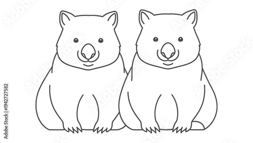 Wombat Duo:  A charming sketch depicts two endearing wombats, their round bodies and gentle expressions capturing the essence of these unique marsupials.