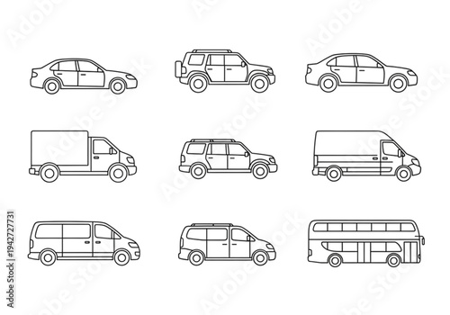 Top View and Side View Vehicle Drawings for Architectural Site Plans