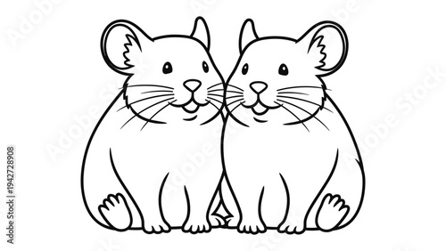 Pair of Charming Rodents: A captivating sketch depicts a pair of adorable rodents, their expressive features and friendly gazes evoking a sense of companionship and endearment.
