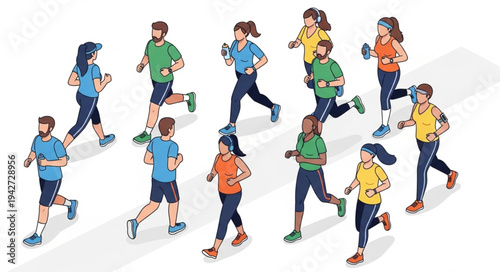 Group of People Running Together.