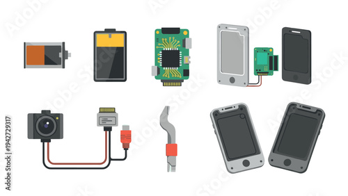 Electronic device repair elements: tools, components, and circuitry for diy projects