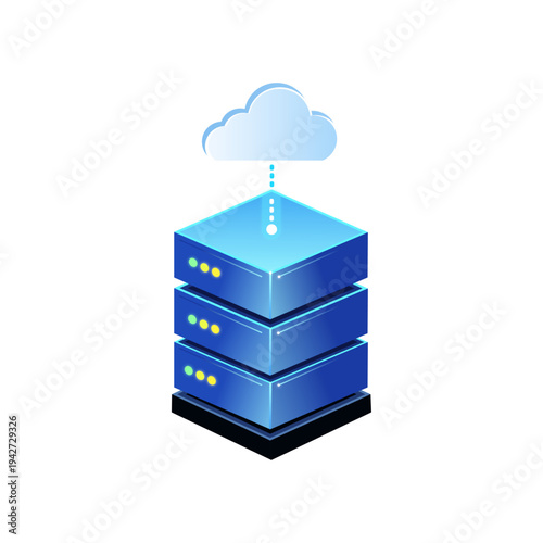 Cloud Server Data Storage Technology with Secure Network Connection Illustration